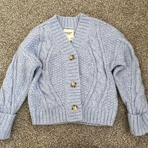 Abercrombie & Fitch Cardigan Cable Knit Blue XXS